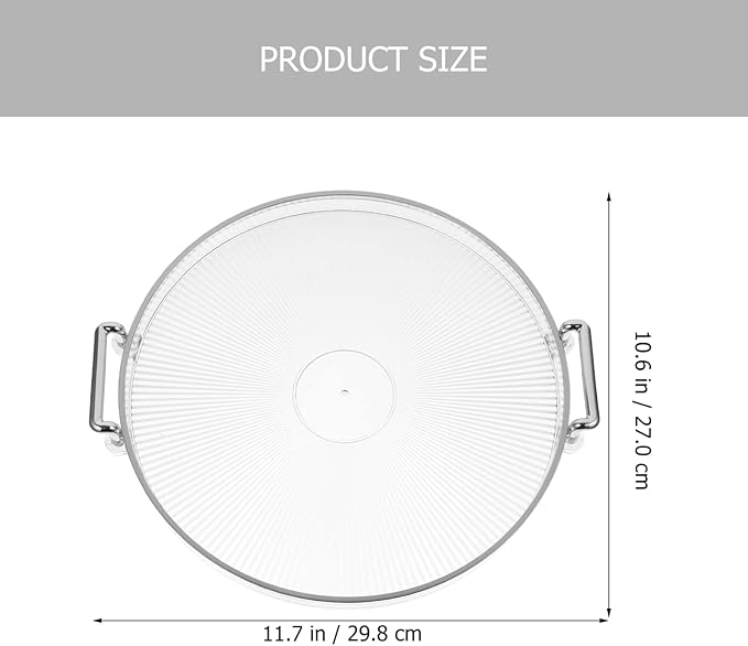 Decorative Tray with Silver Handle Round Serving Tray Coffee Table Clear Ottoman Countertop Organizer for Coffee Appetizer Breakfast Bathroom
