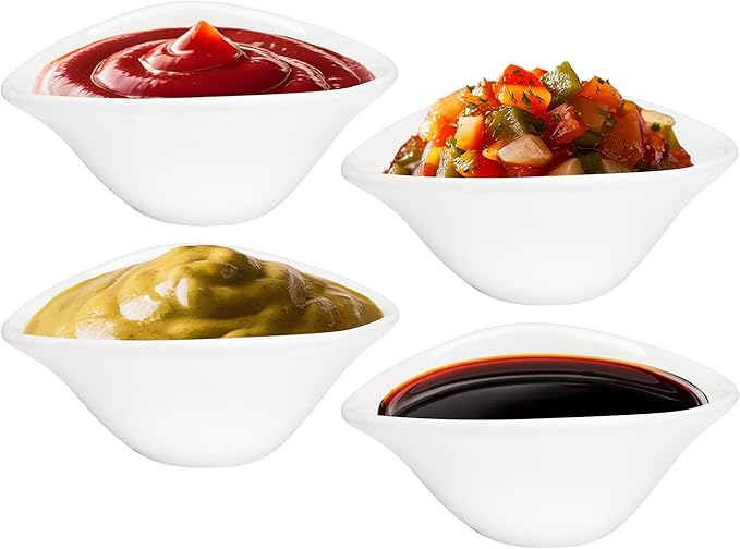Vikko Small Dipping Bowls, Set of 4 Mini Ceramic Charcuterie Bowls, 1 Ounce Round Soy Sauce Dish