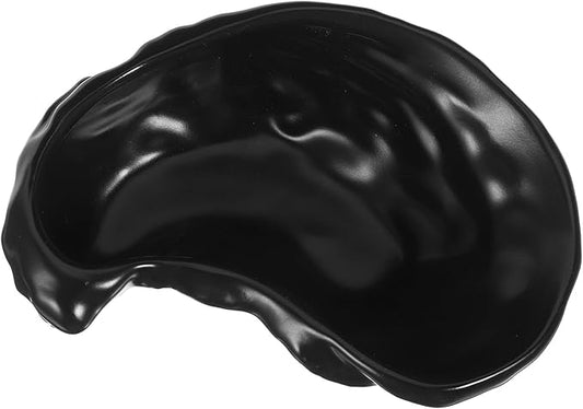 GALPADA Ceramic Oyster Shell Serving Platter Matte Black Food Server Appetizer Plate for Seafood and Japanese Cuisine
