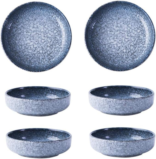 Colias Wing 3.5 Inch Japanese Style Classic Porcelain Side Dish Bowl Seasoning Dishes Soy Dipping Sauce Dishes-Set of 6-Blue