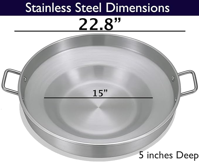 23" Stainless Steel Comal-Tacos Fry Bowl-Heavy Duty Concave Wok-Fajitas Pan