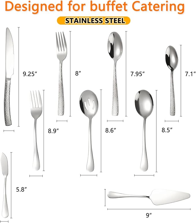 Silverware Set with Serving Utensils Stainless Steel Flatware Set for 4 Cutlery Utensil Sets Includes Forks Spoons Knives for Home Restaurant Hotel