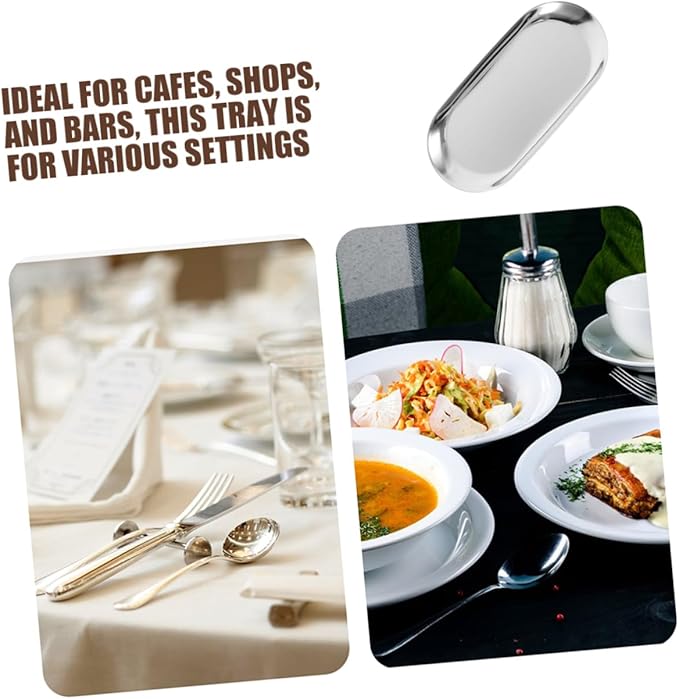 Cabilock 2pcs Stainless Steel Tip Tray for Easy Tip Collection Decorative Serving Tray for Bartenders and Waitstaff Storage Dish for Jewelry and Towel Display