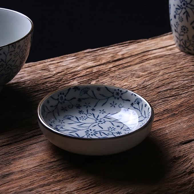3pcs Ceramic Sauce Dish Kitchen Snack Plates Soy Sauce Bowls Appetizer Serving Tray