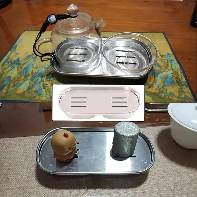 Espresso Cups Drip Tray Tea Cup Saucer Small Glass Teacup Serving Tray Coffee Countertop Drip Trays for Chinese Ceramic Kung Fu Tea Set Double Wall Insulated Espresso Mugs Coffee Shot Glass