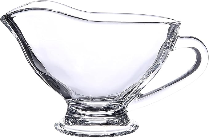 Set of 2 Sauce Glass Gravy Boat -7 oz with Handle Kitchen Glassware Serving Utensils for Dining, Warming Sauces, Salad Dressing Home Decor Saucy Boat