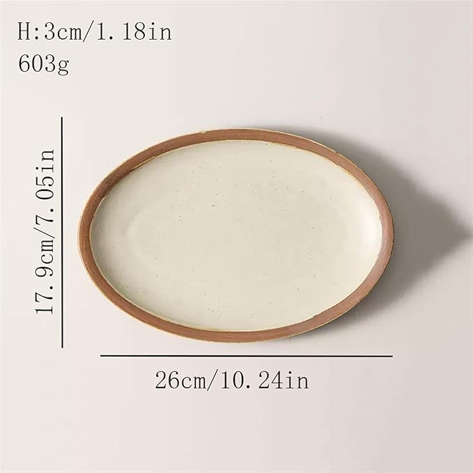 SONGCHAO Party Supplies Oval Ceramic Dinner Plate Household Salad Plate Ceramic Tableware Restaurant Kitchen Appetizer Plate Dessert Plate Party Plates (Color : Medium)