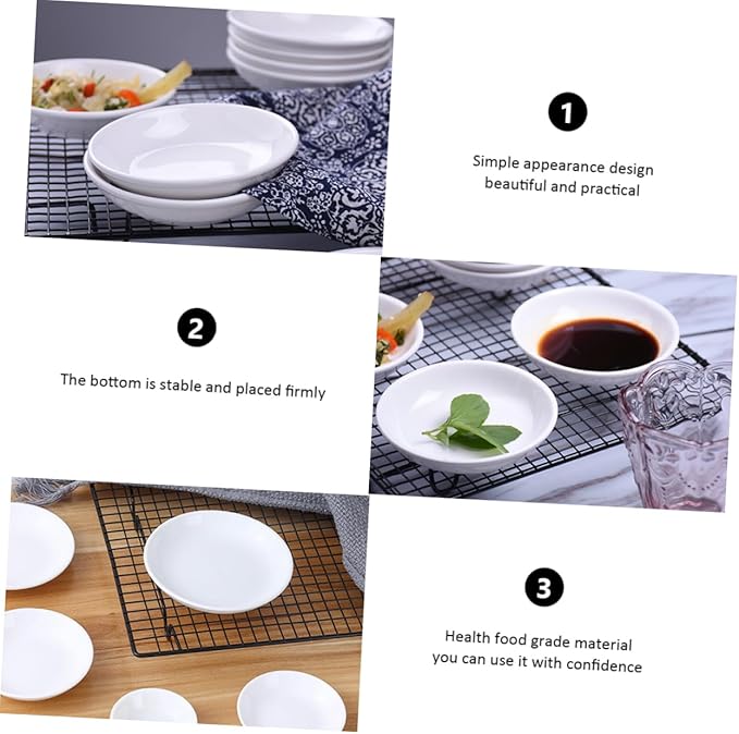 6pcs Ceramic Sauce Plates for Dipping Condiments White Seasoning Dishes for Snacks Appetizers and Desserts Dining Table