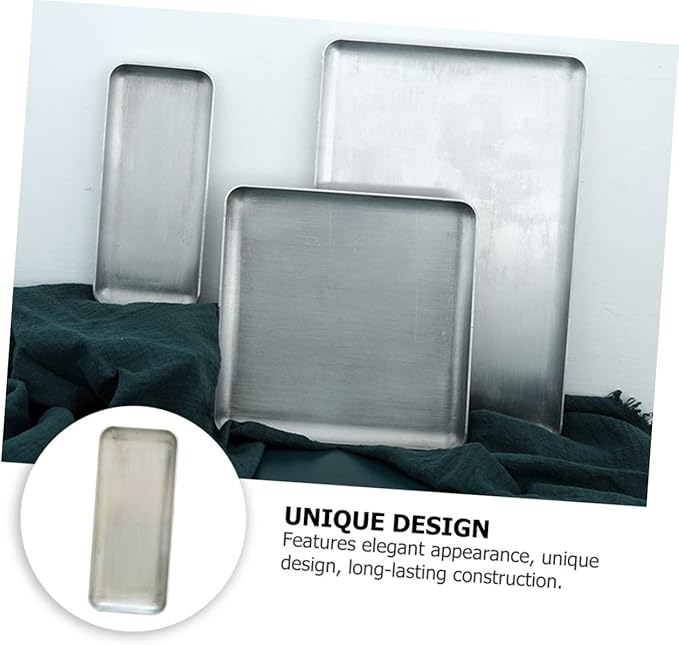 BESTYASH Aluminum Serving Tray Silver Rustic Storage Plate Practical Utility Snack Platter for Home Vintage Industrial Style Small Organizer