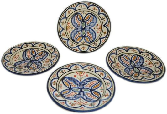 Ceramic Plates Handmade Appetizer Tapas Set Of 4 - Multicolor