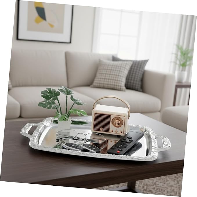 Alipis Retro European Style Bread Tray Multi-Purpose Metal Kitchen Serving Tray for Dining Room and Kitchen Handles for Appetizers and Desserts