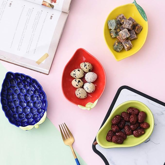 Ceramic Appetizer Plate Fruit Shape Plate Dessert Plate Salad Pasta Bowls Food Serving Tray for Fruit Cheese Dessert Snack-Red