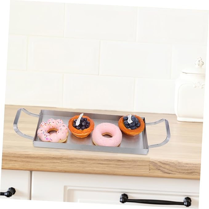 Stainless Steel Bbq Serving Tray with Handles for Appetizers Snacks and Desserts Korean Design for Gripping and