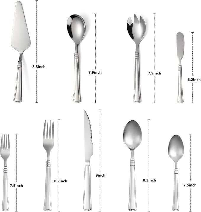 24-Piece Silverware Set with Serving Utensils Stainless Steel Flatware Set for 4 Include Dinner Fork Knife Spoon Cutlery Utensil Set for Home Kitchen Restaurant