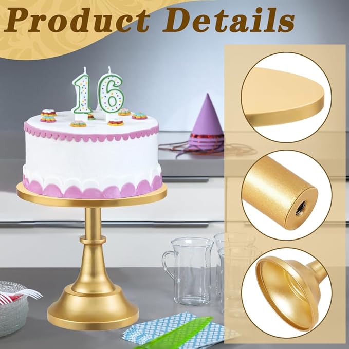 3 Pcs Cake Stand with 20Pcs Cakeboard Round, Cake Stand Set Disc Diameter 8" 10" 12", Perfect Dessert Table Display Set, Cupcake&Cake Stands for Party, Wedding, Birthday (Gold)