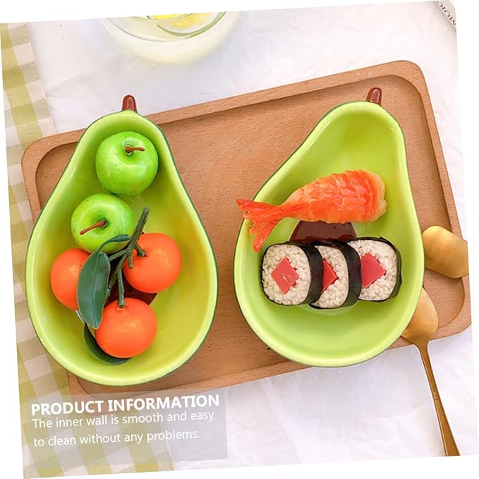 Amosfun Avocado Shape Appetizer Plate Creative Ceramic Snack Dish for Desserts and Fruits Cute Tableware for Parties and Picnics