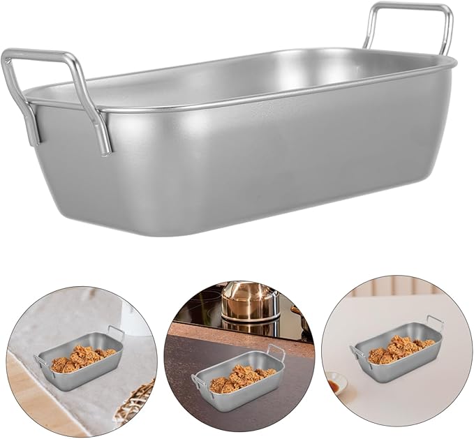 Unomor 4sets Stainless Steel Snack Containers Tray with Handle for Serving Fried Chicken Fries Snacks Easy to Clean Multi Purpose Storage Tray for Kitchen Parties 2pcs*4
