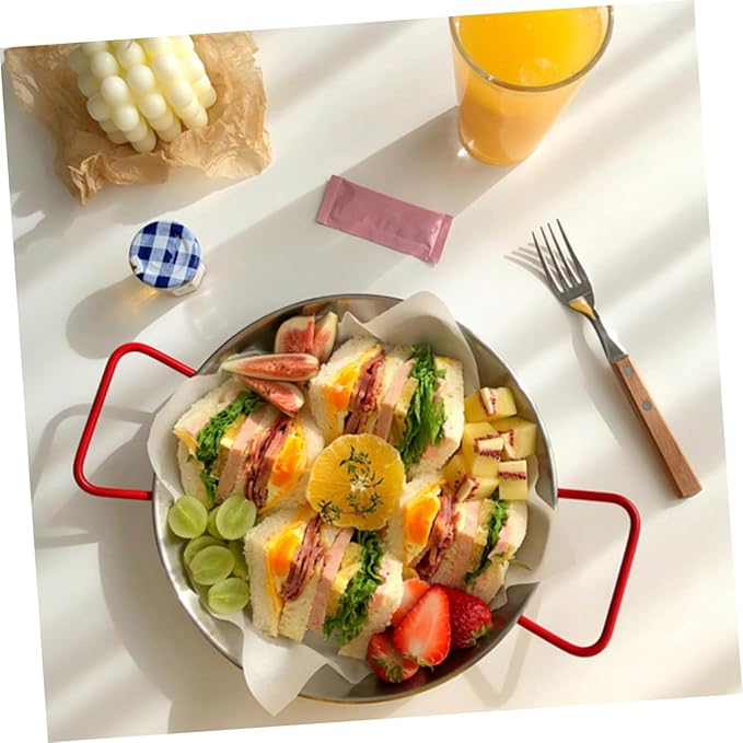 PRETYZOOM Serving Tray Lids Stainless Steel Snack Plate Decorative Salad Dish Lunch Trays