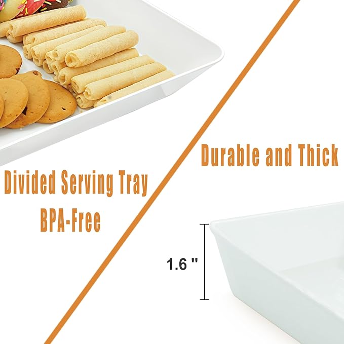 Serving Tray Platter, 17.5'' x 11.5'' x 1.6'', 3 Pcs Food Tray for Veggie Fruit Snack Dessert Cookie Cheese, Food Trays for Party Supplies Display, Large Platters for Serving Food, BPA Free