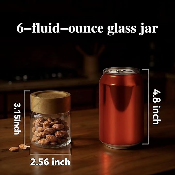 2-Pack 6 fl oz Glass Canisters with Airtight Sealing Lids - Leakproof Food Mason Jars for Meal Prep, Overnight Oats, Salad Dressings, Yogurt & Spice Storage