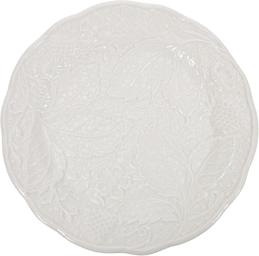 Amosfun Embossed Ceramic Plate Salad Dish for Appetizers Desserts Fruits Elegant Tableware for Weddings Parties and Home Dining Chic Food Serving Plate
