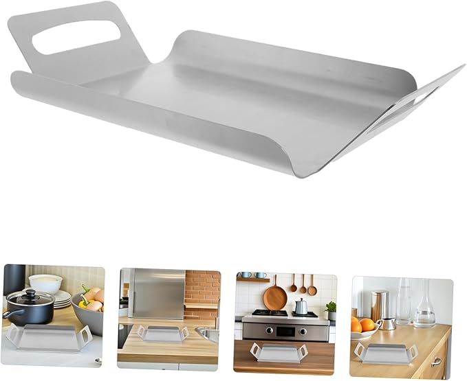 PRETYZOOM Silver Trays for Serving Stainless Steel Rectangular Dessert Tray Elegant Decor