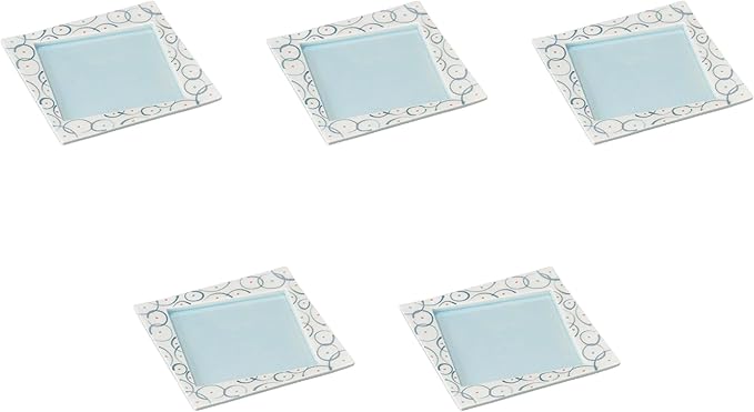 Set of 5, Minamo Square Appetizer Plate, 7.1 x 7.1 x 0.6 inches (18 x 18 x 1.5 cm) | Square Plate (Small) Setomonohonpo
