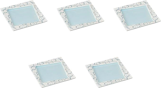 Set of 5, Minamo Square Appetizer Plate, 7.1 x 7.1 x 0.6 inches (18 x 18 x 1.5 cm) | Square Plate (Small) Setomonohonpo