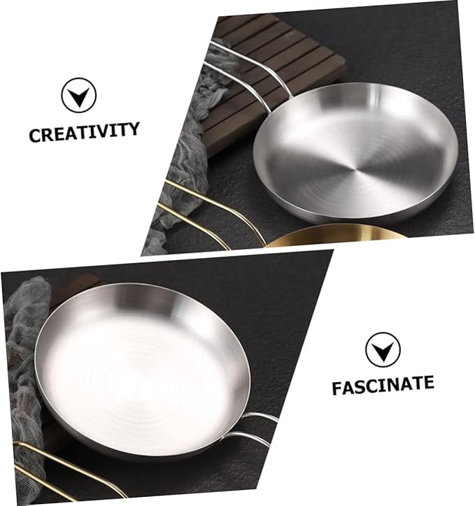 Zerodeko Stainless Steel Food Serving Tray Snack Platter for Appetizers Desserts Pizza Smooth Edges Design for Home Restaurant Use