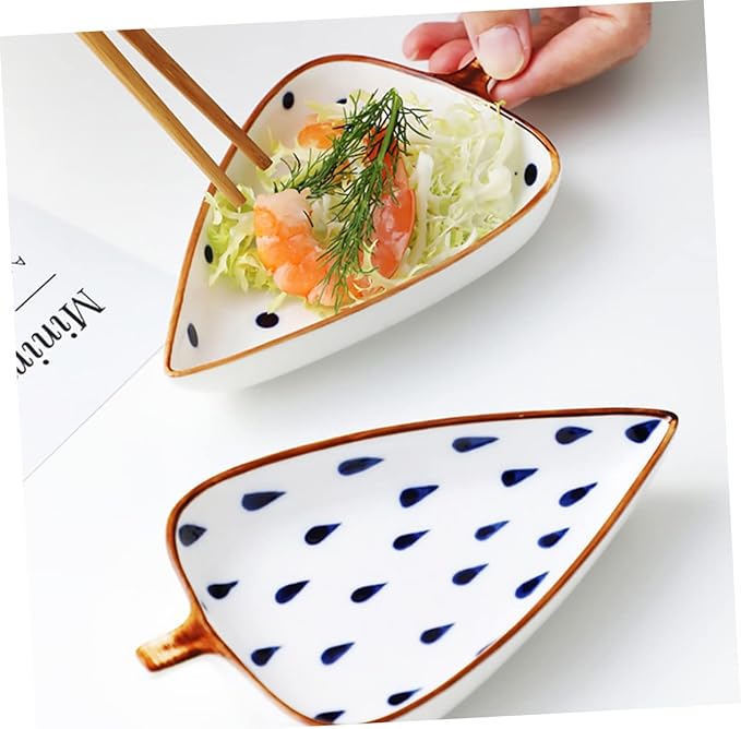 Leaf Shaped Ceramic Appetizer Plates Versatile Food Sauce Dish for Condiments Fruits and Snacks for Home Parties Camping and Outdoor Bbq Random Pattern