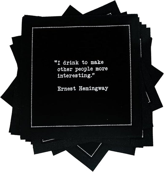Five Star Funny Drinking Quotes | Black Cotton Cocktail Napkins | 50 Luxury Disposable Beverage Napkins with Witty Bar Quotes | Drink Napkins for Parties, Bars, Weddings & Game Nights