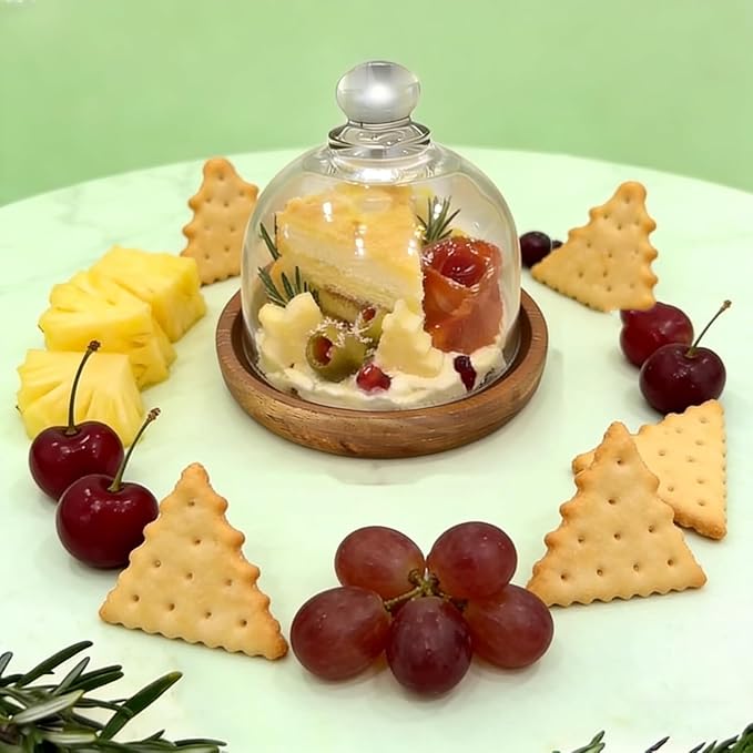 Charcuterie Snow Globes - 5 Pack Mini Cake Stand with Glass Dome Lid for Party Favors, Mini Charcuterie Snow Globes for Individual Desserts, Cupcakes & Pastries, Elegant Holiday Table Display (5PCS)