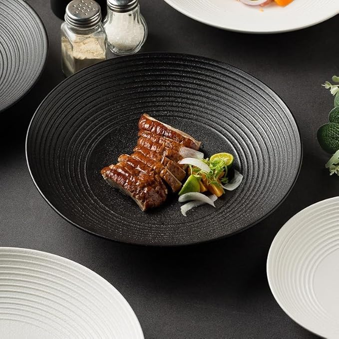 Dinner Plates Round Moon Deep Plate Ceramic Appetizer Pasta Home Salad Large Soup Bowl Restaurant Tableware Western Food Kitchen Kitchen Salad Bowl