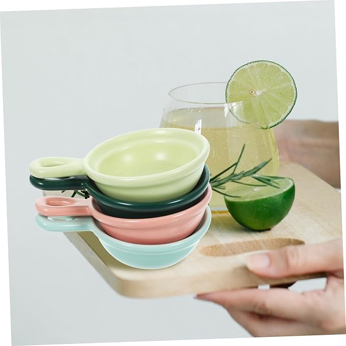 GLEAVI 4pcs Creative Ceramic Sauce Dishes Japanese Style Snack Holders for Condiments Versatile Appetizer Plates Matte Colors