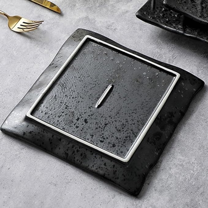 Dinner plates,Dinner Plates Simple Ceramic Shallow Plate Black Flat Plate Japanese Sushi Plate Vegetable Plate Home Dining Plate Dinner Tray