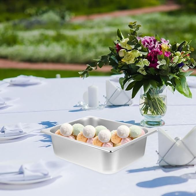 Catering Pans Square Basin 10cm Stainless Steel Canteen Basin Stainless Steel Buffet Foods Holder Pot Serving Tray for Buffet Plate Fruit Tray