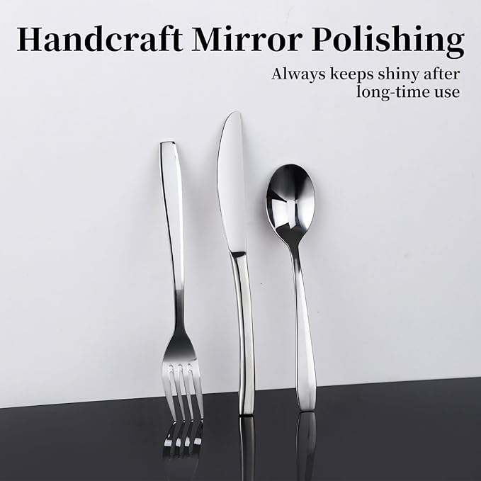 Silverware Set, 20-Piece Flatware Set Cutlery Set Premium 18/0 Stainless Steel,Including Steak Knife Fork and Spoon,Dishwasher Safe,for Home Kitchen Restaurant Wedding