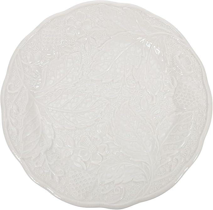 Cabilock Embossed Ceramic Plate Set Microwave Safe Dinner Plates for Home Use Elegant Serving Tray for Parties Desserts and Fruits