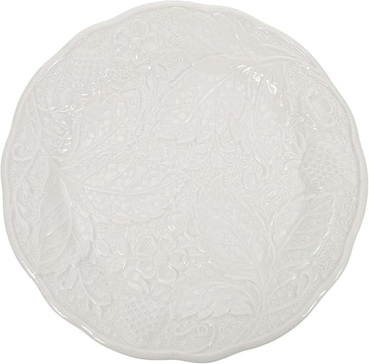 Cabilock Embossed Ceramic Plate Set Microwave Safe Dinner Plates for Home Use Elegant Serving Tray for Parties Desserts and Fruits
