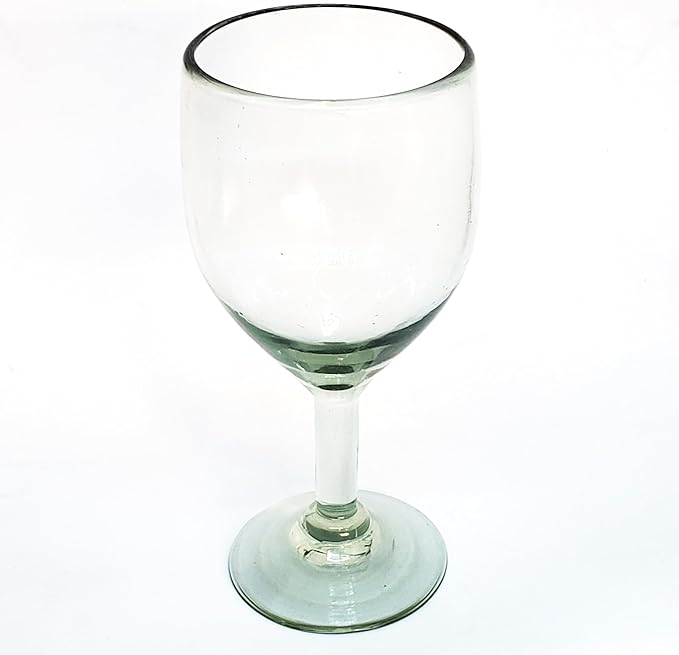 MexHandcraft Clear 13 oz Wine Glasses (set of 6), Recycled Glass, Lead-free, Toxin-Free (13 oz Wine)