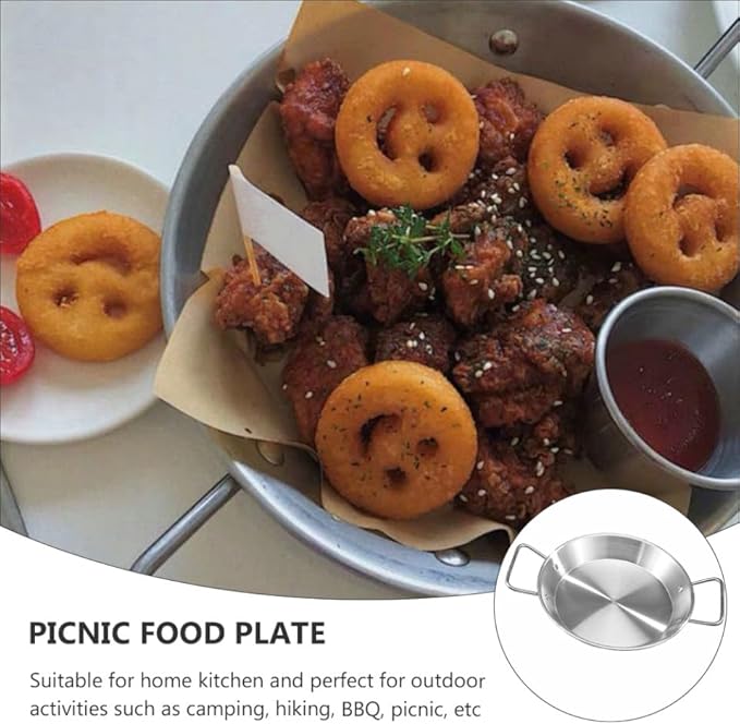 IMIKEYA 1pc Stainless Steel Serving Tray Double Handles Dried Fruit Plate Scalding Snack Tray for Parties Modern Design for Fruits and Snacks Elegant Silver Finish