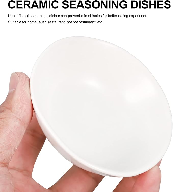 MARURY 4pcs Ceramic Sauce Dishes Dip Bowls Round Seasoning Dishes Sushi Dipping Bowl Saucers Bowl Appetizer Plates Seasoning Dish Saucer Plates Blue (Color : White)