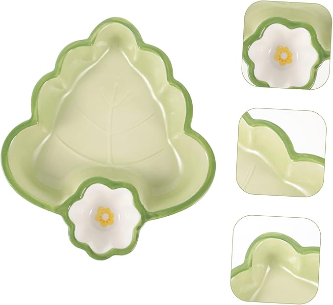 LIFKOME Stackable Ceramic Boy Girl's Plate Sections and Sauce Dishes for Snacks Fruits and Desserts Easy to Clean