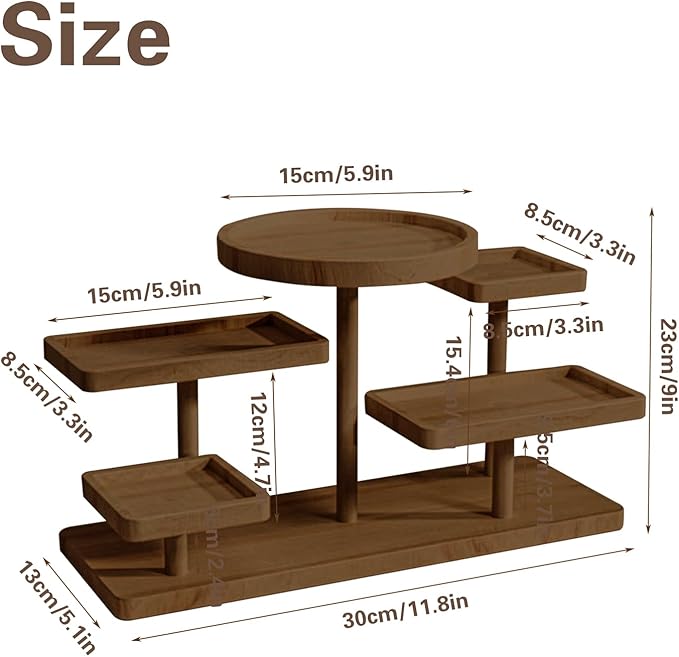 5 Tier Wooden Cupcake Stand, Farmhouse Dessert Display Stands, Rustic Tiered Tray Cupcake Tower Table Display Rack for Wedding, Birthday, Graduation, Tea Party and Coffee Break (Walnut)