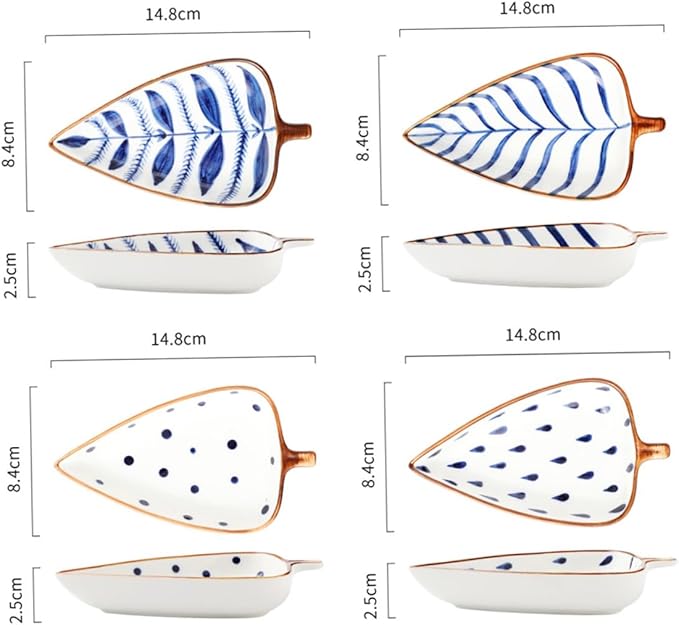 KICHOUSE 3Pcs Ceramic Snack Plates for Dipping Sauce Appetizer Dish Random Styles for Home Kitchen Outdoor Bbq and Parties and Design
