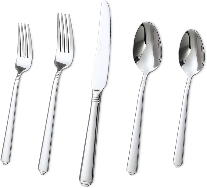 Lorena Flatware Set for 4, 20-Pieces Stainless Steel Silverware Sets Service for 4, 20 Pcs Flugh Cutlery Set Fork Knife Spoon Set,Dishwasher Safe