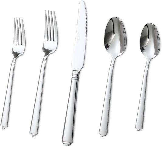 Lorena Flatware Set for 4, 20-Pieces Stainless Steel Silverware Sets Service for 4, 20 Pcs Flugh Cutlery Set Fork Knife Spoon Set,Dishwasher Safe