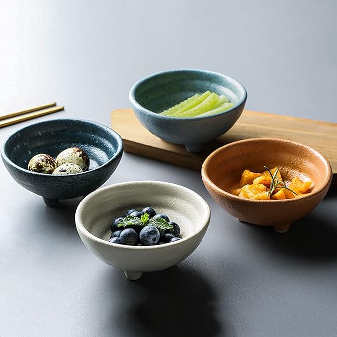Sauce Dish 2Pack Sauce Dish Set Retro Ceramic Appetizer Plates Dipping Bowls Mini Condiment Porelain Sauce Dish Soy Sauce Dish Vinegar Snack Seasoning Salad (Orange)