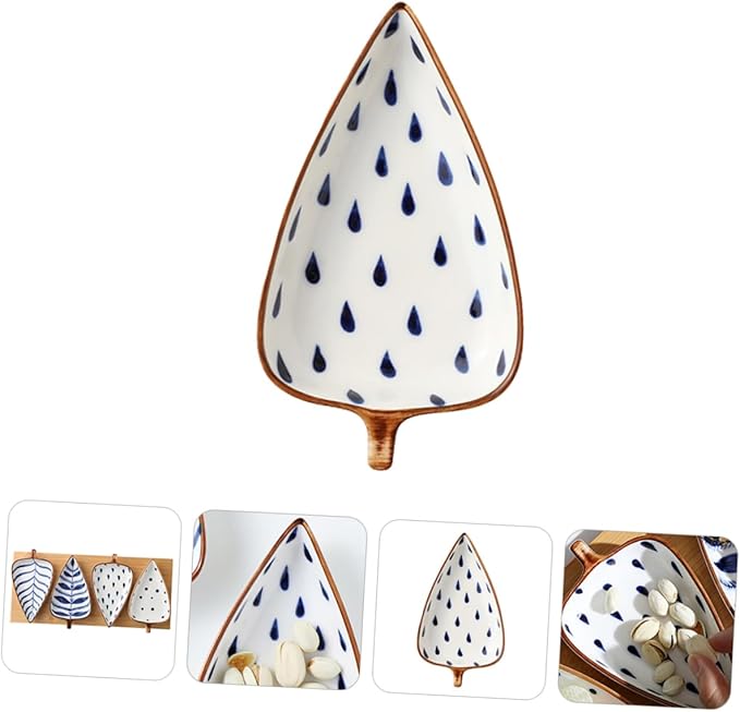 Zerodeko Leaf Shape Mini Ceramic Sauce Plate Dish Plate for Appetizers Desserts