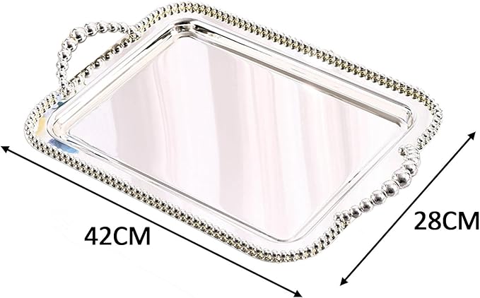 Designer Serving Tray, Vanity Accessories, Teacup Stand, Silver